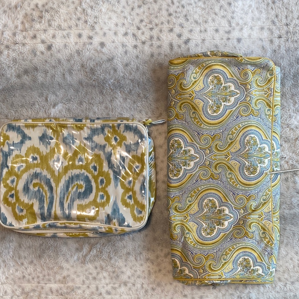 Elegant Paisley and Ikat Patterned  makeup bag  and Beauty Supply Holder Set
